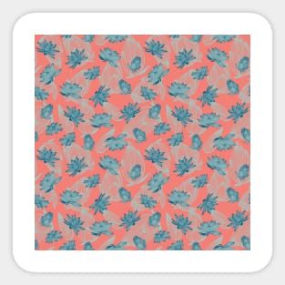 Pink and Blue Lotus Flower Sticker